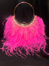 Load image into Gallery viewer, Fuchsia Fantasy Feather Clutch