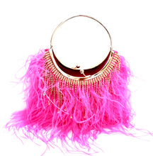 Load image into Gallery viewer, Fuchsia Fantasy Feather Clutch