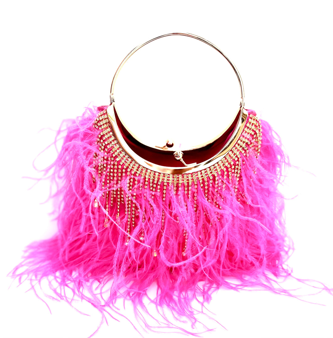 Fuchsia Fantasy Feather Clutch